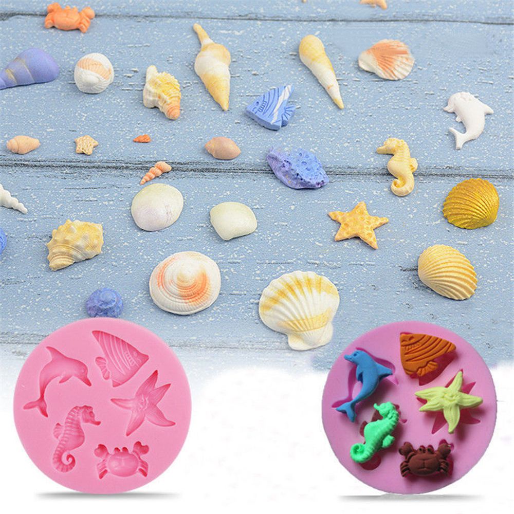 Khuôn Silicon Làm Bánh Kẹo Hình Cá Heo/Sao Biển Mini Màu Sắc Ngẫu Nhiên