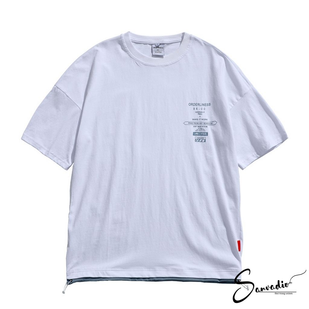 Áo thun SANVADIO unisex tay lỡ phông form rộng oversize 2 màu trắng và đen cotton dáng xuông