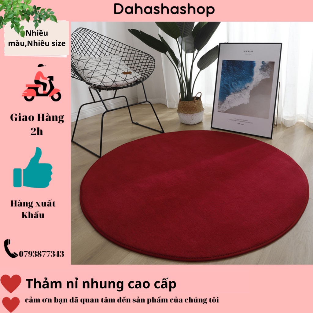 Thảm trải sàn chất nỉ nhung|hình TRÒN| màu đỏ vang cao cấp, dùng cho phòng khách, phòng ngủ nhiều màu, nhiều size