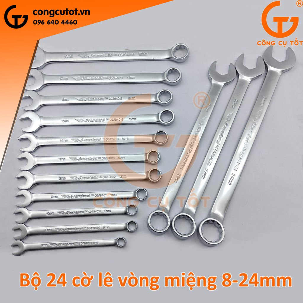 Bộ 14 cờ lê vòng miệng 8-24mm Standard Đài Loan