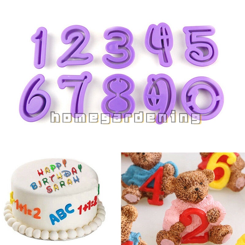 10pcs Number Biscuit Pastry Cookie Cutter Fondant Cake Decor Mold