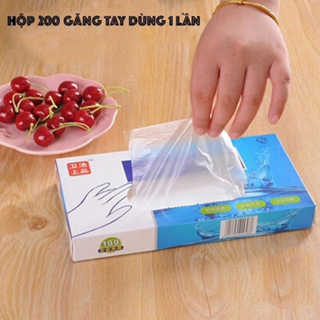 Combo 200 găng tay loại vừa dẻo dai, trong suốt, găng tay dùng 1 lần