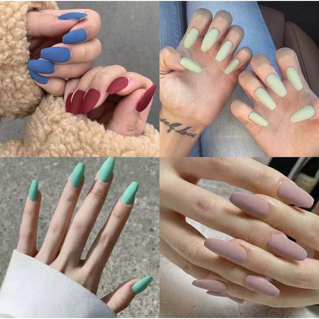 Set 24 móng tay giả bằng acrylic màu nhám thời trang