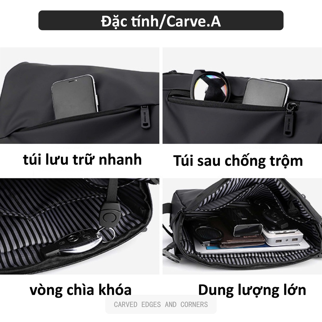 Túi Da Đeo Chéo Nhiều Ngăn Chống Thấm Nước Thiết Kế Sáng Tạo Cho Nam