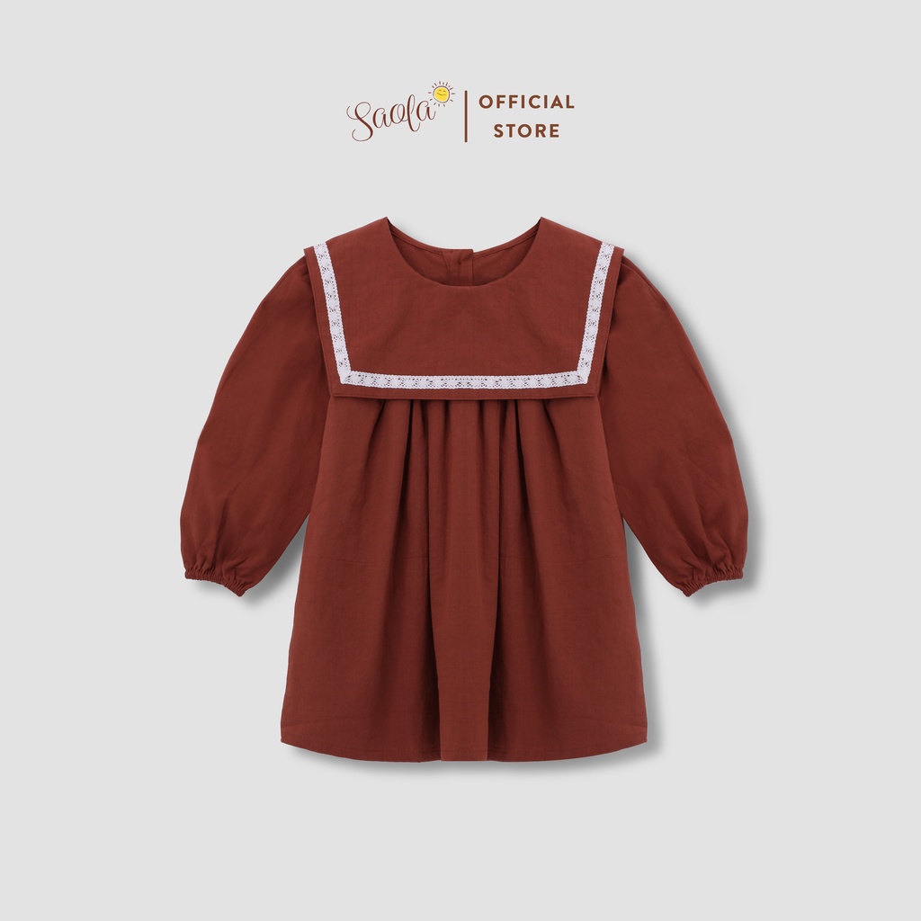Váy bé gái SAOLA KIDS Tay Dài Đỏ Ghạch Công Chúa Xinh Đẹp Cho Trẻ Em Gái Từ 1,2,3,4,5,6 Tuổi - DRC022