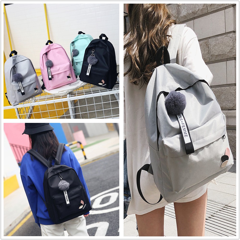 Ready#Outdoor Sports Unisex Travel Backpack school bag Korea bagpack casual Bộ balo/ túi