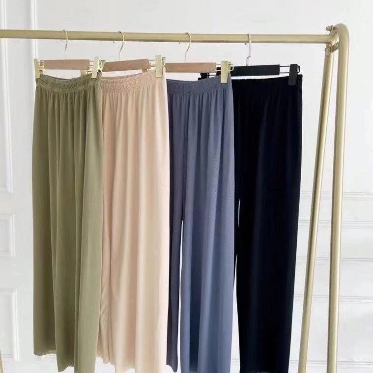Quần thun Culottes ZARA gân tăm ống rộng HACK DÁNG hàng SIÊU CẤP Freesize &lt; 60kg