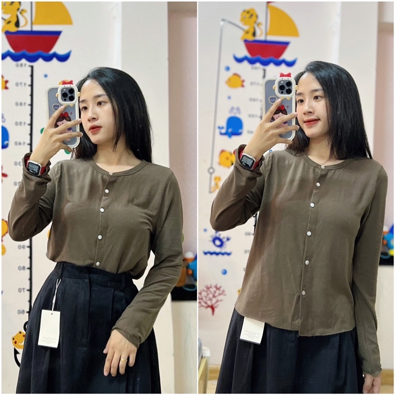 Áo dài tay cài cúc