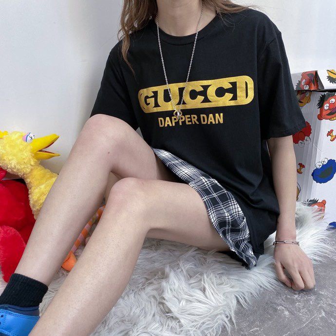 Áo Thun Ngắn Tay In logo GUC Kèm Thẻ Thời Trang Cho Nam Nữ