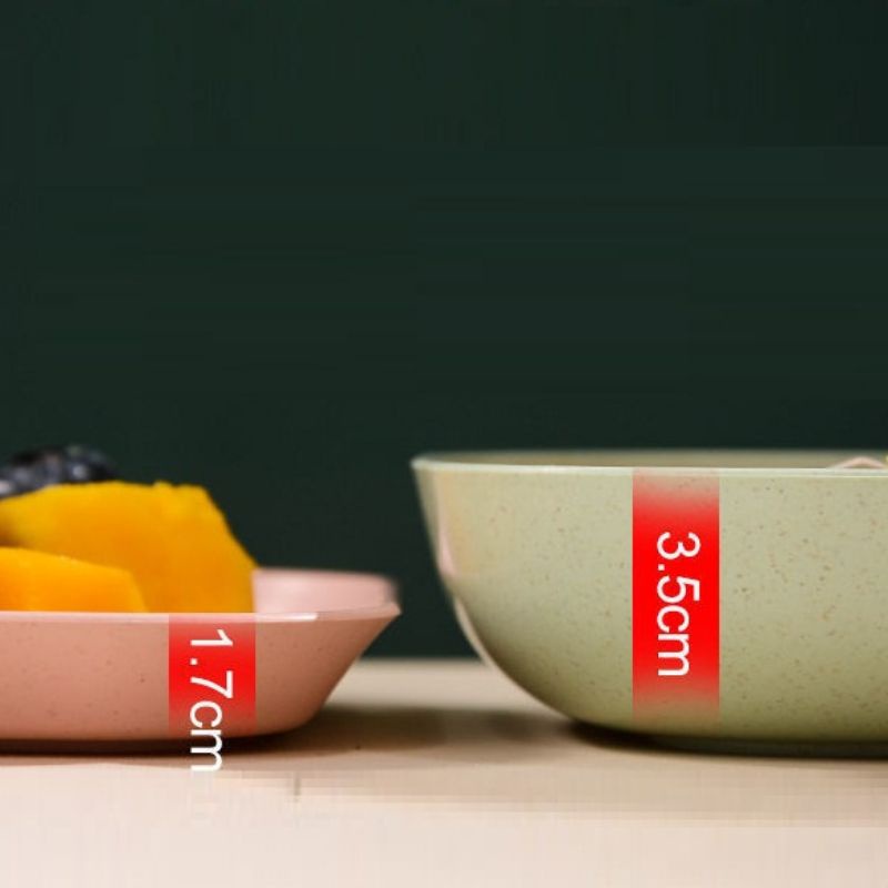 Sét 8 đĩa nhựa lúa mạch đựng trái cây, thức ăn siêu xinh