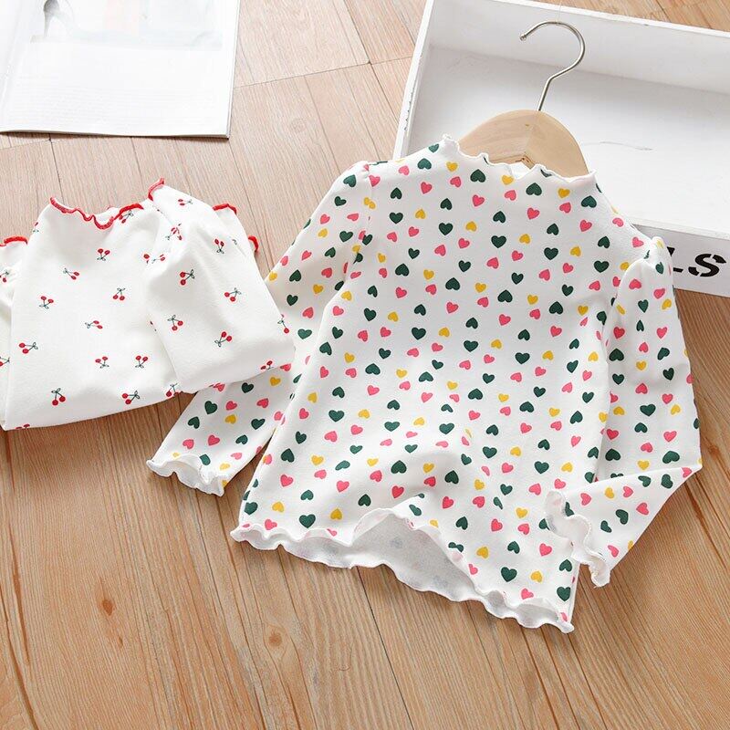Áo Thun Tay Dài In Hình Trái Cherry Cho Bé Gái 2-6 Tuổi