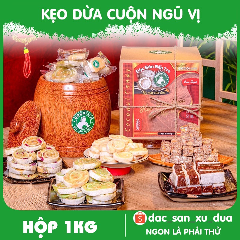 Hộp Kẹo Dừa Cuộn Ngũ Vị Cocofarm 1KG