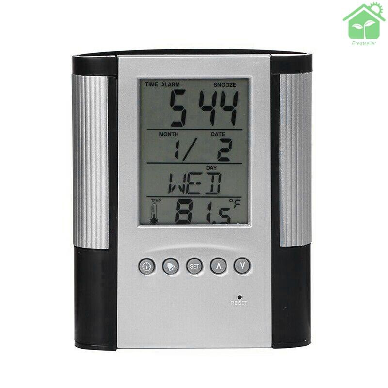 Giá Đỡ Bút / Đồng Hồ Báo Thức / Lịch Để Bàn Màn Hình Lcd Kỹ Thuật Số