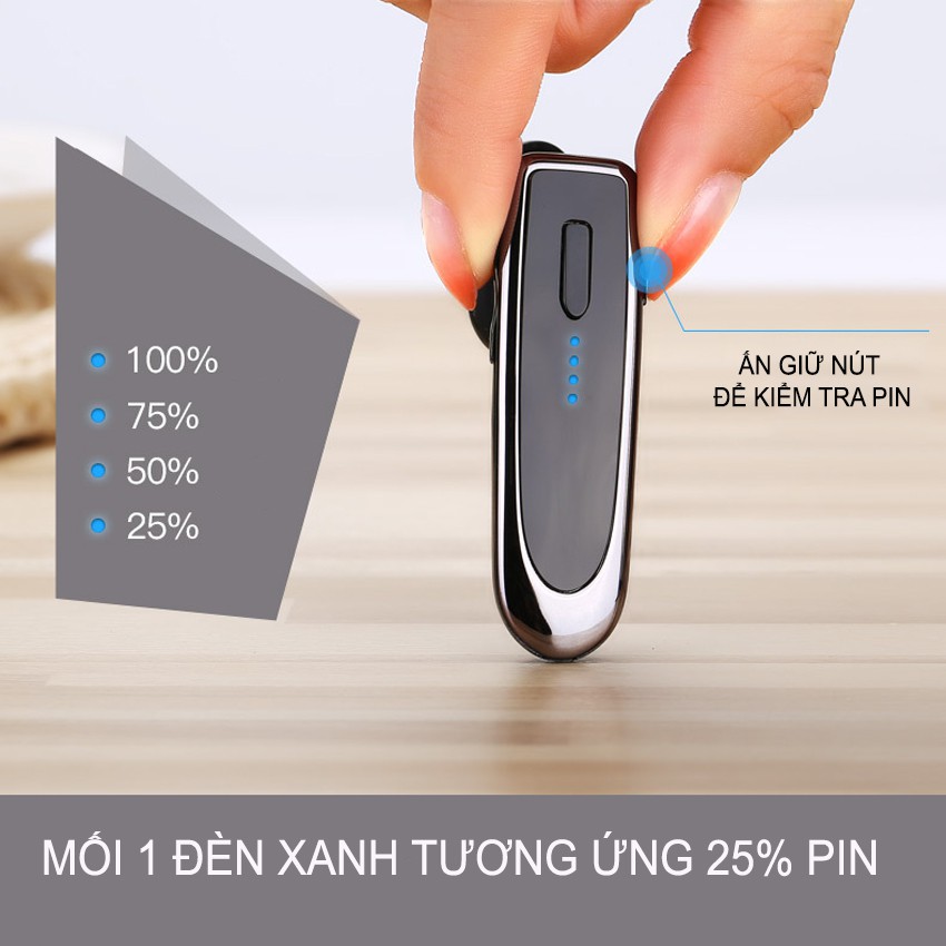 Tai nghe bluetooth nhét tai có mic K23 phiên bản 5.0 cao cấp, pin khủng, nghe nhạc 12h, đàm thoại 20h liên tục