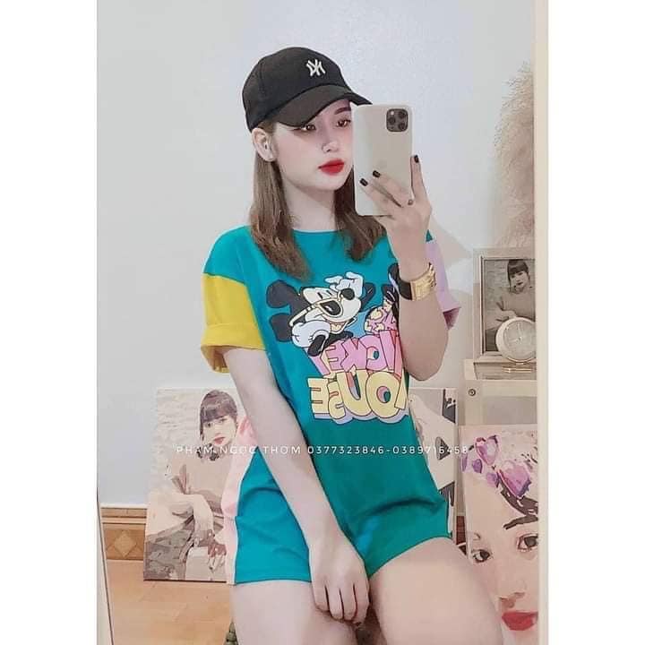 Áo phông nữ form rộng unisex, áo thun freesize mix màu