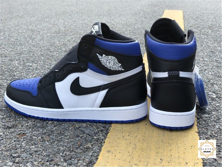 (FREESHIP+FULLBOX) Giày Thể Thao Sneakers AIR Jordan 1 Retro High Royal Toe Xanh Trắng Mũi Đen Cổ Cao