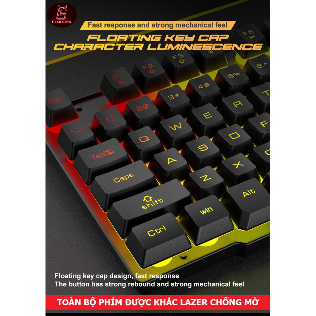 Bàn Phím Và Chuột Chơi Game Có 10 Chế Độ Led Khác Nhau T6RGB Super PRO 2022 Tương Thích Máy Tính PC Laptop