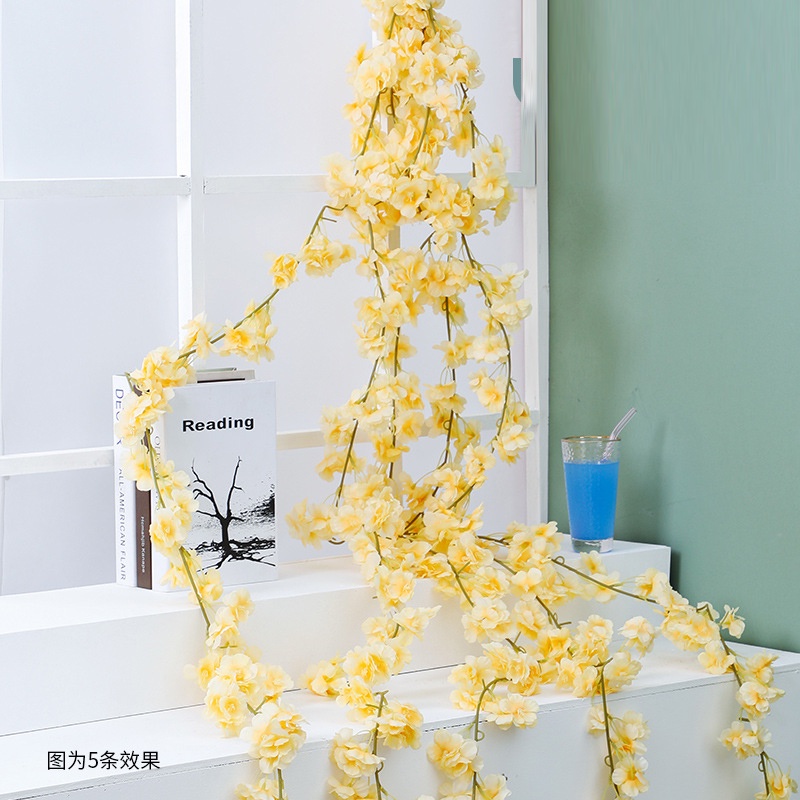 Dây Hoa Anh Đào Lụa 135 Bông Trang Trí Tường Tiệc Cưới