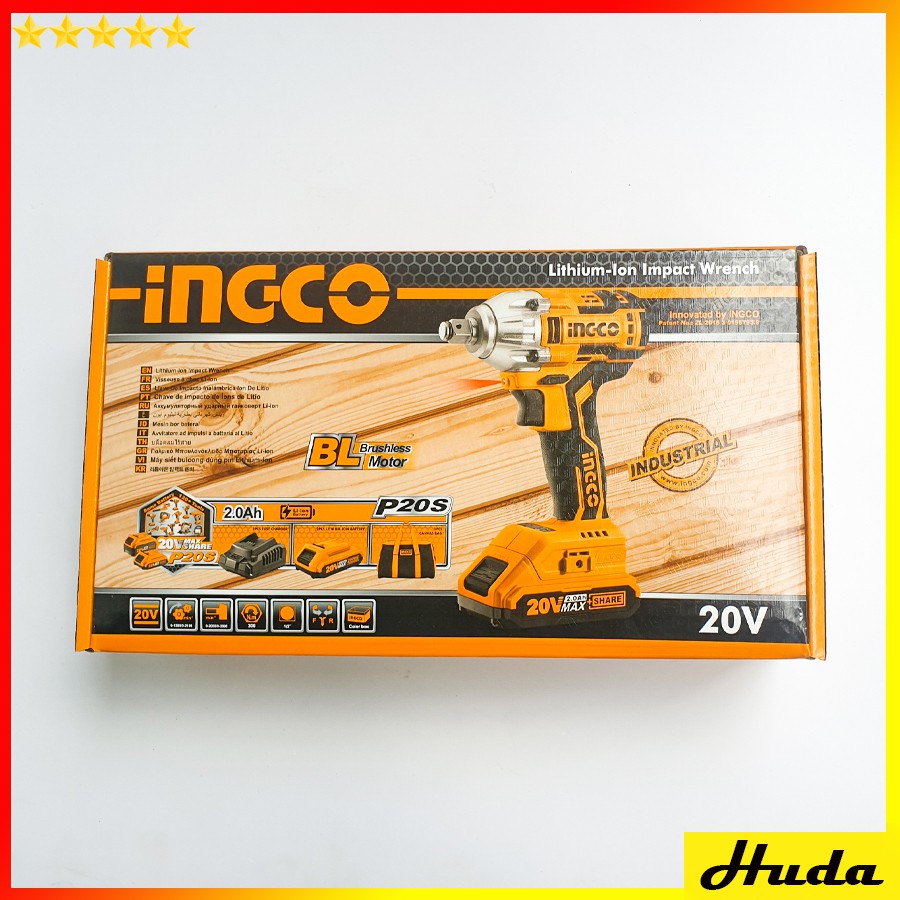 (Chính Hãng) Súng siết bulong - Máy siết bulong dùng pin 20v Ingco CIWLI2001 (động cơ ko chổi than)  JKL