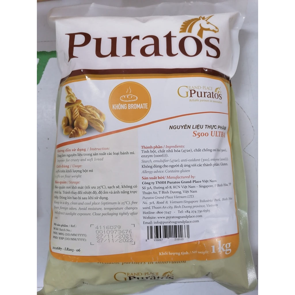 [Túi 1 Kg – ULTRA] PHỤ GIA BÁNH MÌ S500 [VN] PURATOS Improver For Crusty &amp; Soft Bread (prt-hk5)