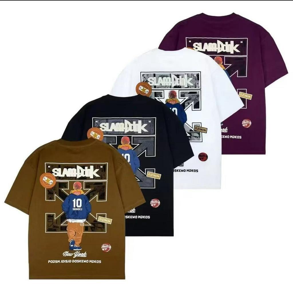 Áo Thun Cotton Tay Ngắn Dáng Rộng In Hình Slam Dunk 3 Màu Tùy Chọn Size M-5XL Thời Trang Mùa Hè Cho Nam