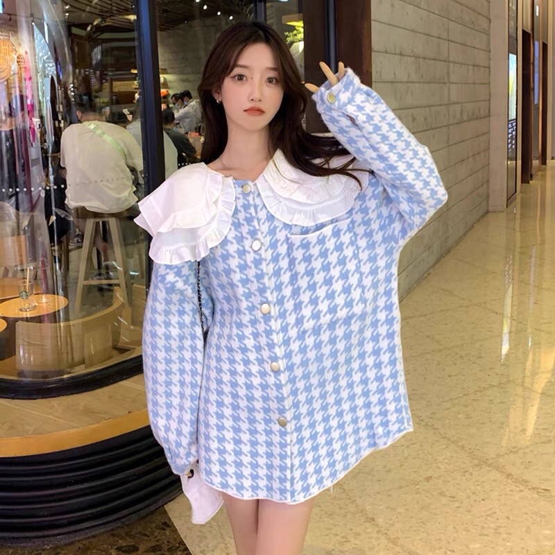 Áo dạ mỏng cổ bèo bản to 2 màu pastel