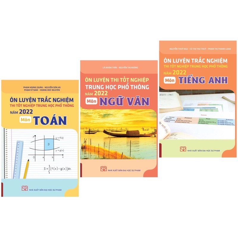 Sách - (Combo 3 Cuốn ) Ôn Luyện Thi Trắc Nghiệm Thi Tốt Nghiệp THPT Năm 2022 Toán - Văn - Anh