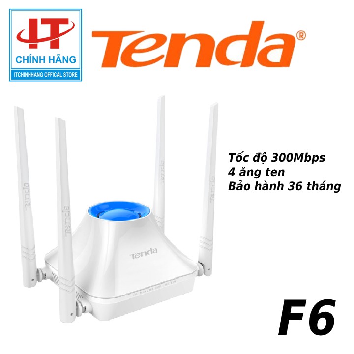 Bộ phát sóng Wifi Tenda 4 anten 300Mps F6 - Hàng Chính Hãng