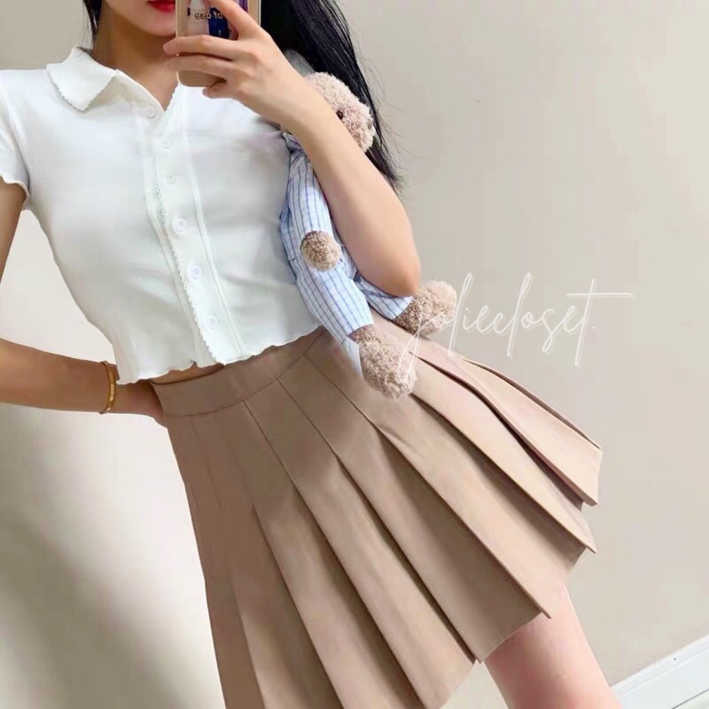 Chân váy xếp ly Tennis dáng ngắn chân váy xoè có lót Junnie Closet