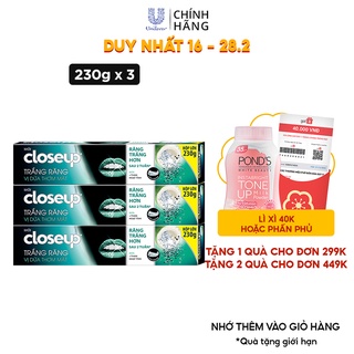 Combo 3 Kem đánh răng CLOSEUP giúp làm trắng răng tự nhiên sau 2 tuần với