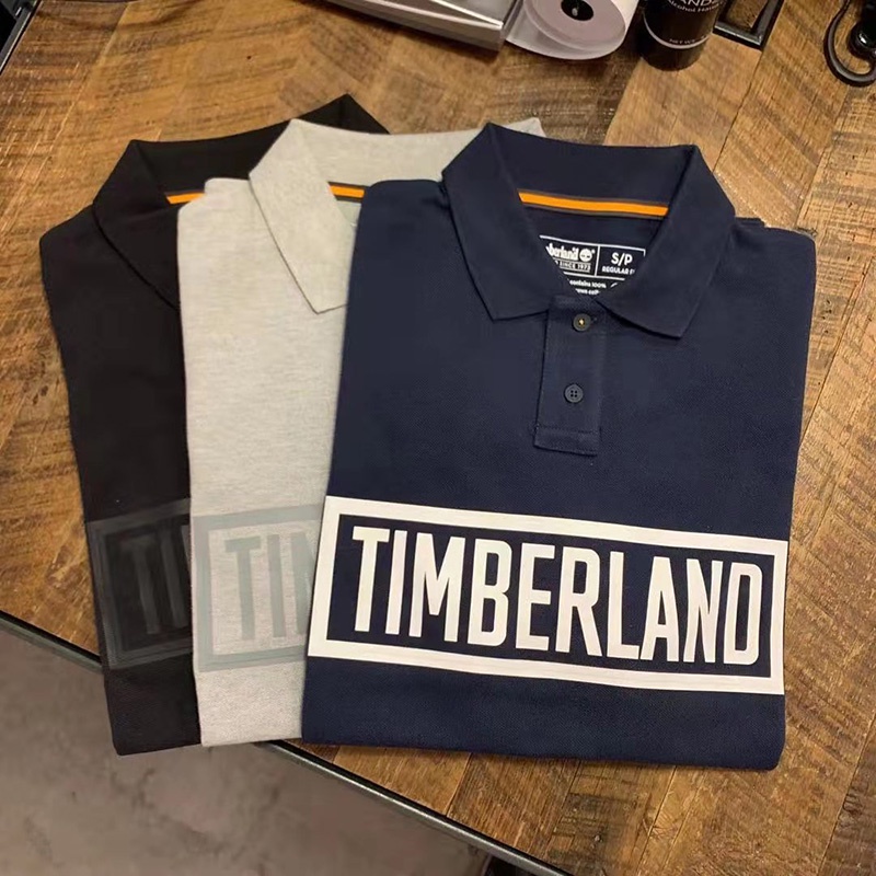 Timberland Áo polo Tay Ngắn In Chữ Trẻ Trung Thời Trang Cho Nam