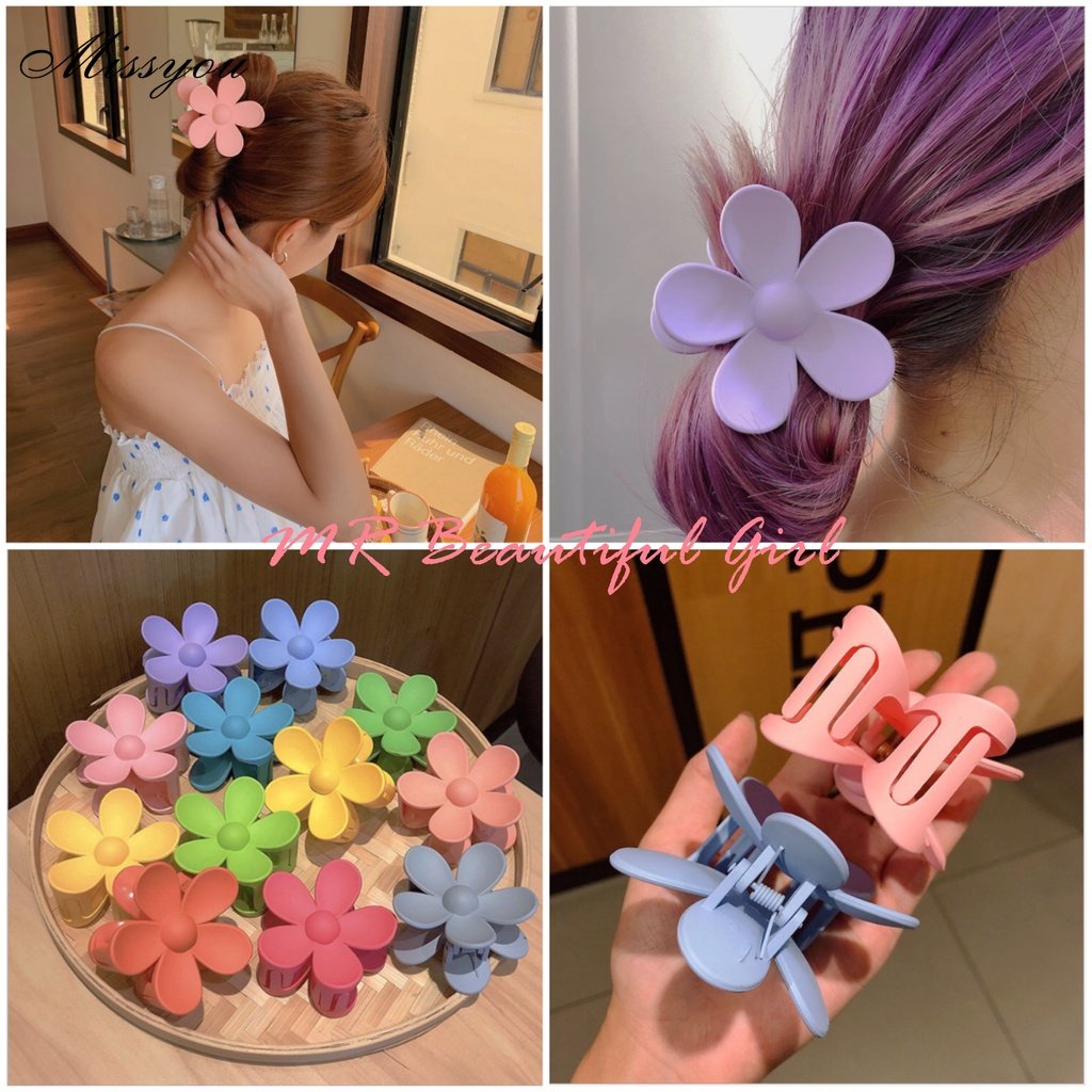 Kẹp tóc DODDER hình bông hoa màu trơn đơn giản thời trang cho nữ