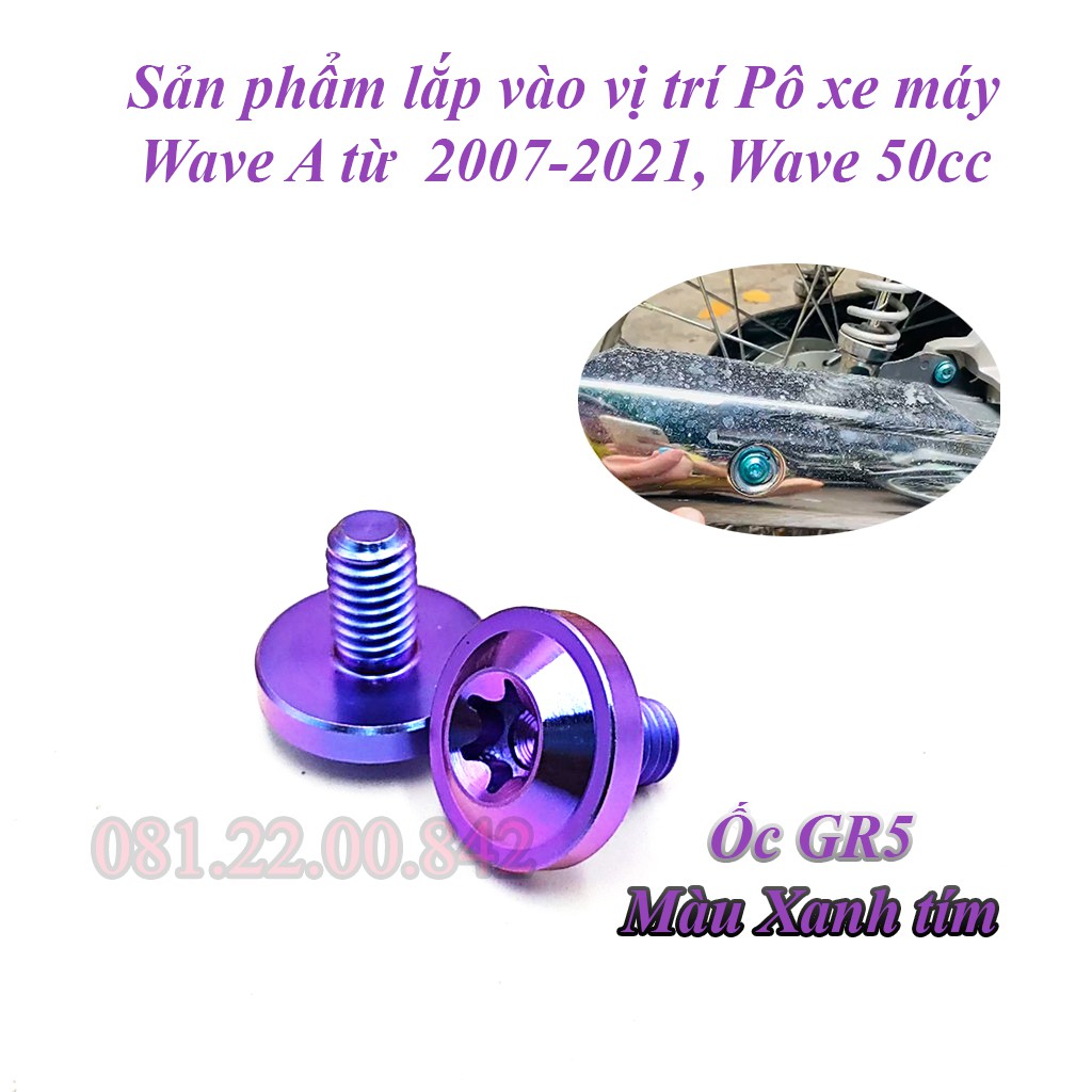 Ốc Ốp Pô GR5 Titan Wave a 2007-2021, Wave 50cc (Giá 1 cặp)
