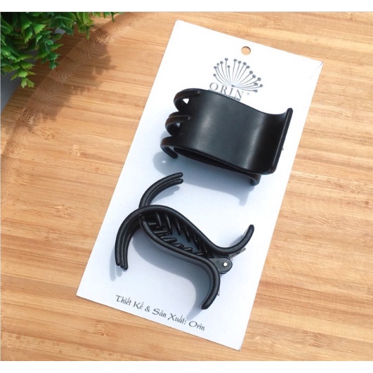 Set 2 Kẹp tóc càng cua 5 răng 3 răng đen nhám đen bóng cho nữ KT003