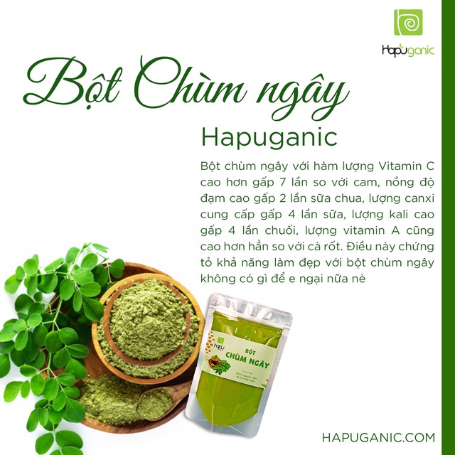 Hũ Bột Chùm Ngây Nguyên Chất HaPu Organic Mặt Nạ Bột Thiên Nhiên 100g