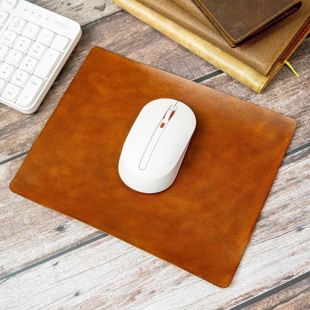 Tấm lót chuột, bàn lót chuột da bò thật 100% kích thước 19*24cm