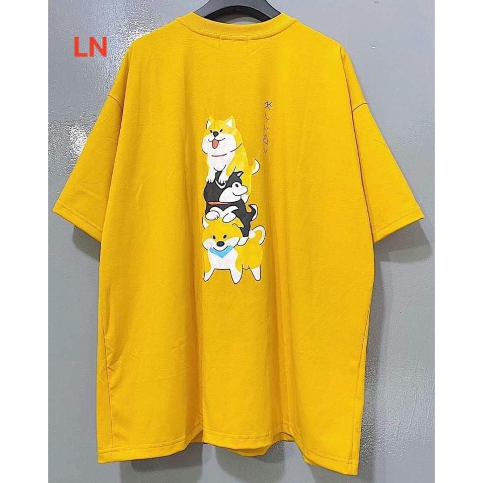 Áo phông cotton họa tiết chó in lưng