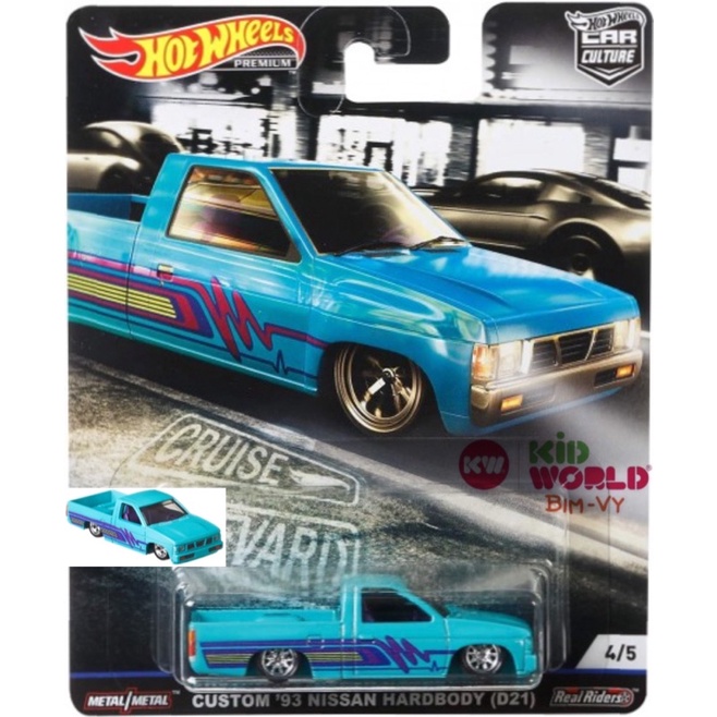 Xe mô hình Hot Wheels Premium Car Culture Cruise Boulevard Series Custom '93 Nissan Hardbody (D21) FYN84, bánh cao su.