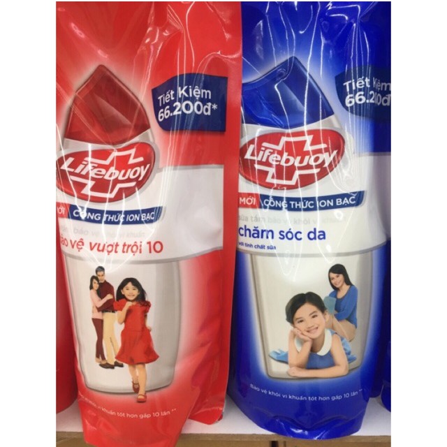Combo 3 túi tắm lifebuoy đỏ hoặc xanh 850g