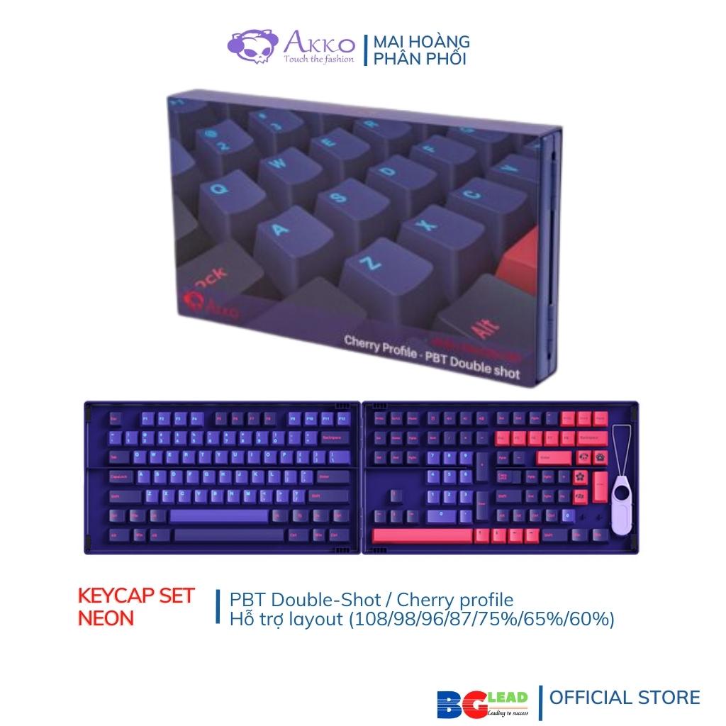 Bộ keycap cho bàn phím cơ Akko Neon Cherry Profile 157 nút|ASA Profile 158 nút - Mai Hoàng phân phối