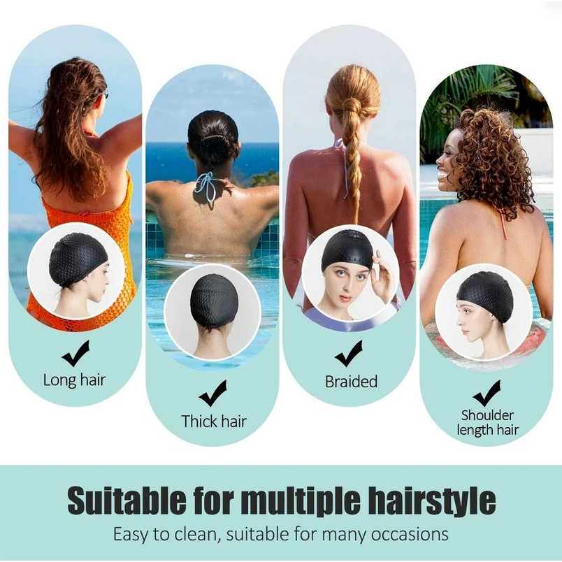 Mũ Bơi Bằng Cao Su Silicone Thiết Kế Tai 3D Tiện Dụng Có Túi Đựng Chống Nước Cho Nam Và Nữ