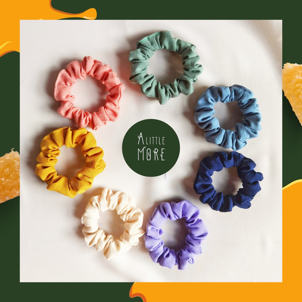 Dây Buộc Tóc Scrunchies Mini AlittleMORE Nhỏ Xinh Linen Màu Pastel Vintage Cột Tóc Đẹp Dễ Thương