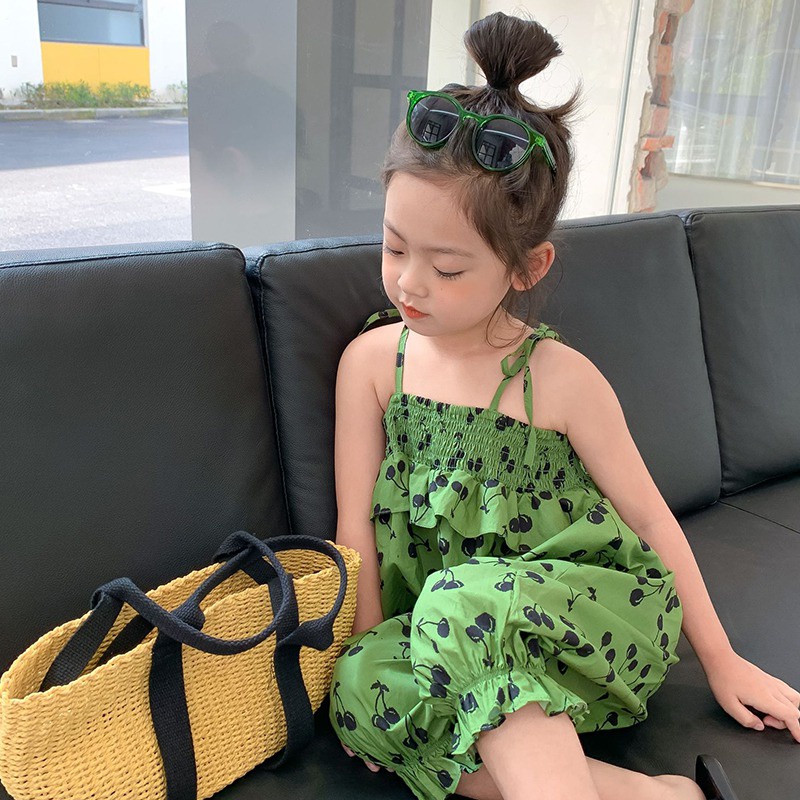 Jumpsuit Hai Dây Họa Tiết Trái Cây Phong Cách Hàn Quốc Cho Bé Gái