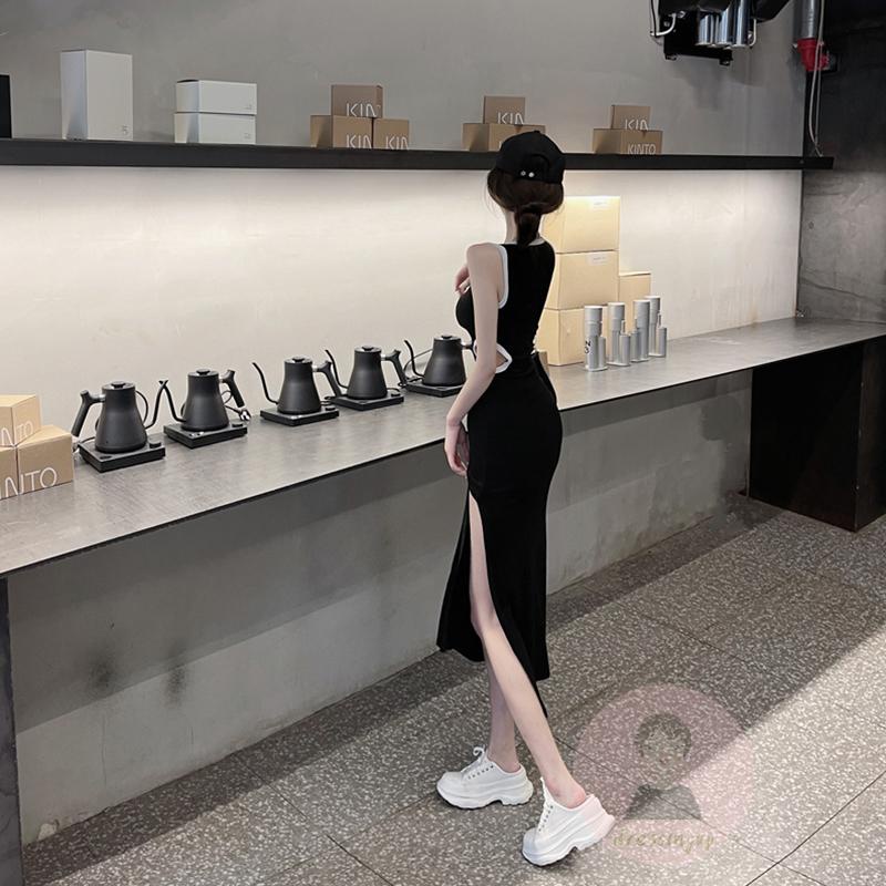 Đầm Không Tay Cổ Tròn Xẻ Tà Thời Trang Cho Nữ