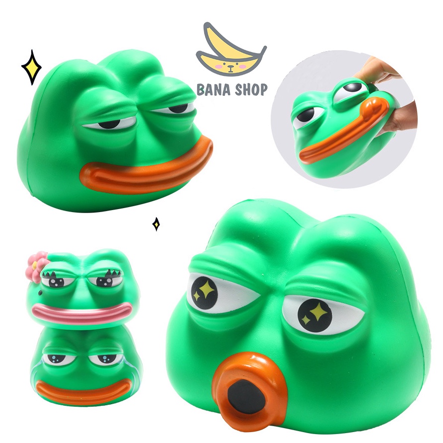Cục bóp đồ chơi đàn hồi squishy xả stress ếch xanh pepe siêu bựa cho vozer vận động co giãn tay