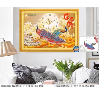 Tranh thêu chữ thập ( Giá sỉ) đồng hồ cha mẹ mã 222789 (74 x 52 cm), tranh đá DF162 (80x55cm)