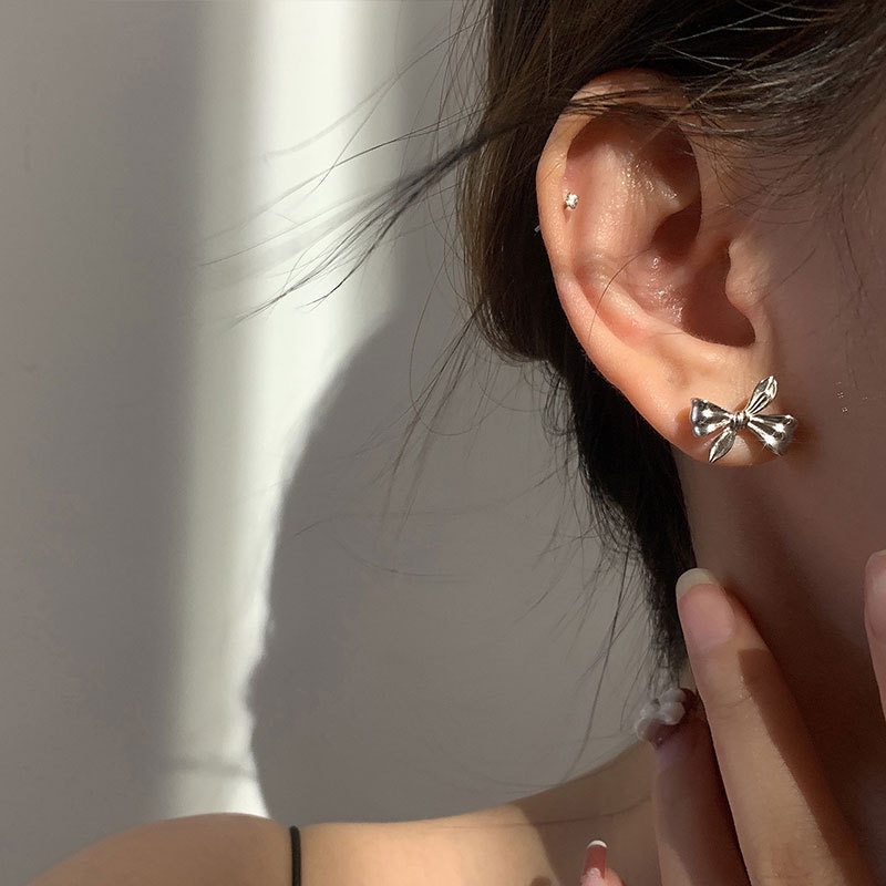 Đôi Khuyên Tai Thắt Nơ Phong Cách Hàn Quốc Sang Trọng Dành Cho Nữ
