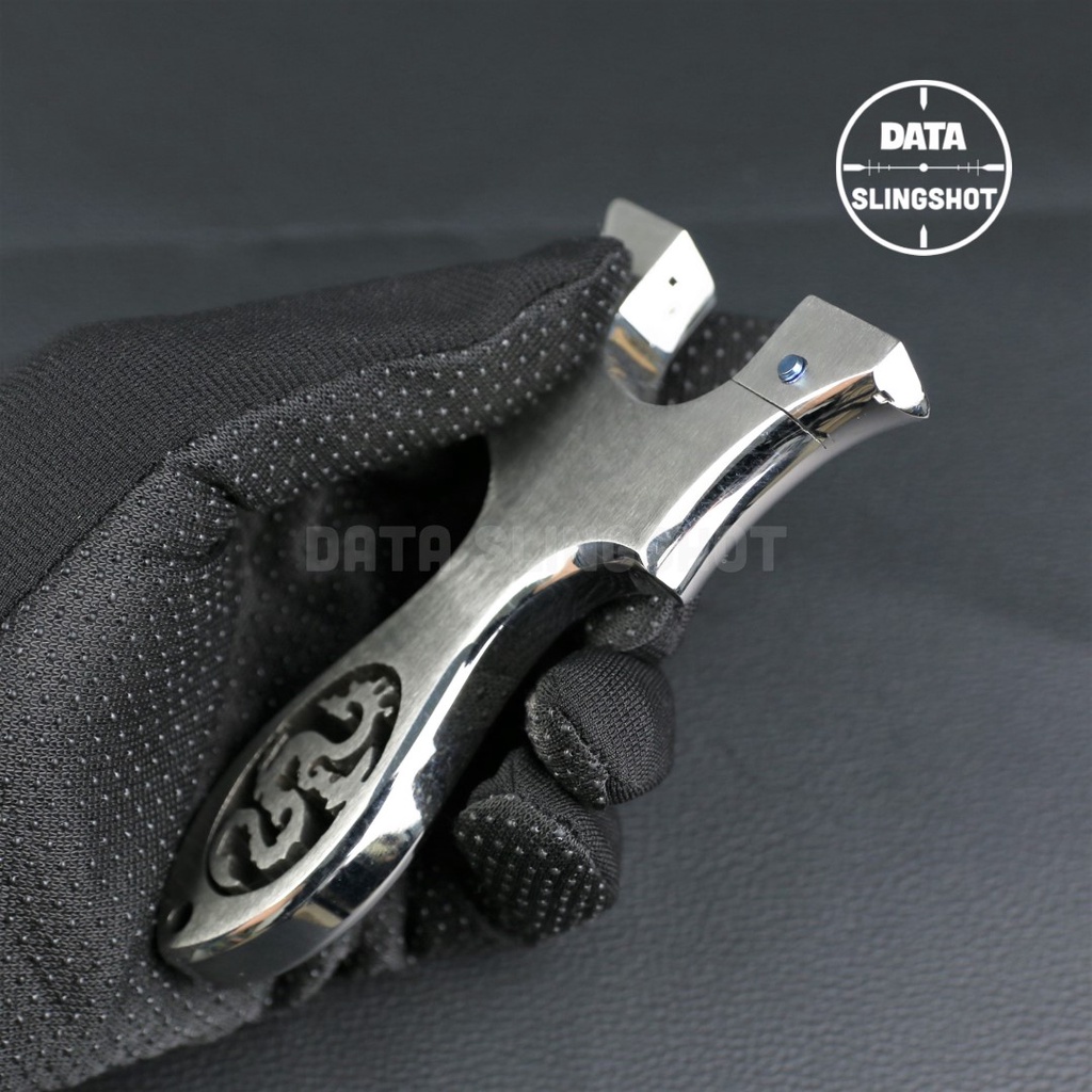 Ná Cao Su Inox CNC Ná Rồng Chạc 7 Mài Bo Cạnh Hoàn Thiện gắn sẵn 2 ốc Titan - Chạc kẹp bắn thun dẹt - DATA SlingShot