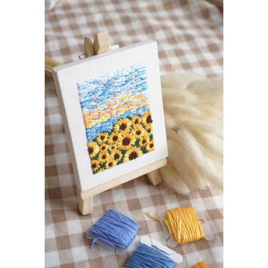 Bộ kit thêu tranh canvas mini 8x10cm decor phòng (có nhận theo yêu cầu) | BigBuy360 - bigbuy360.vn