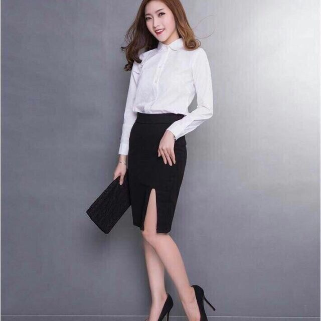 [RẺ VÔ ĐỊCH ]Chân váy công sở sẻ tà trước đến gối 55cm | BigBuy360 - bigbuy360.vn